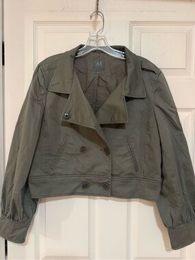 A/X Armani Exchange Olive Green Cropped Trench Coat
